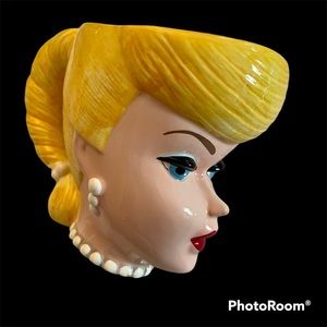Enesco Barbie Mug 1994 Blonde with Ponytail Matching Earrings and Necklace